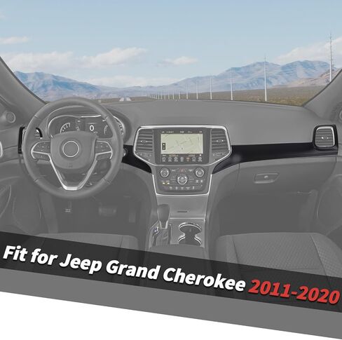 Jimen متوافق مع Jeep Grand Cherokee 2011-2020، 3 قطع غطاء لوحة لوحة القيادة المركزية ملحقات الكسوة الداخلية (ألياف الكربون) in Saudi Arabia