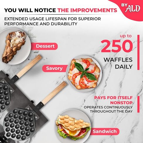 ALDKitchen صانعة الوافل الفقاعية | قالب صانع وافل البيض القابل للاستبدال بزاوية 180 درجة | طلاء غير لاصق in Kuwait