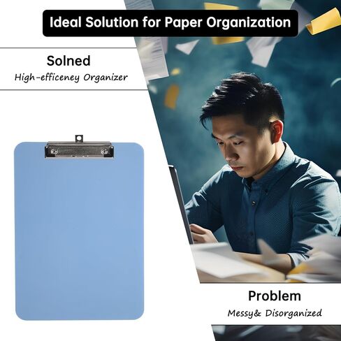 Plastic Clipboard Clear Color Clipboard with Low Profile Metal Clip A4 Size 9" x 12.5" Office Supplies School Student Teacher (Clear Blue) in Saudi Arabia