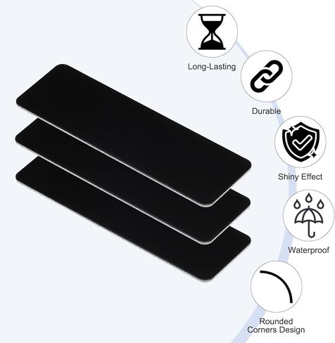 PATIKIL 3x2 Inch Anodized Aluminum Sheet Metal, 22 Pack Self Adhesive Laser Plates Engraving Blanks 0.5MM Thin for Crafting DIY House, Black in Kuwait