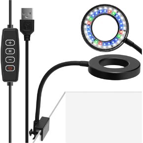 Clip On Aquarium Light with Dimmer Small USB Fish Tank Light 8W Dimmable Full Spectrum Lamp for Betta Tank Adjustable Dimmer Multi-Color LED (Adapter NOT Included)
