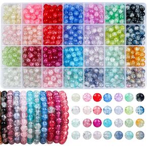 Xicpupu 700 PCS مجموعة حبات زجاجية-28 ألوان حبات متعددة الألوان لصنع المجوهرات ، الأساور ، القلادات ومشاريع DIY الحرفية-مجموعة حبة زجاجية للتصميمات الإبداعية