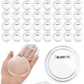 QTLCOHD 100 Pcs Acrylic Button Pins Badge 3 Inch DIY Custom Button Pins Clear Button Maker Blank Round Picture Photo Buttons Making Kit for Crafts Supplies, School DIY Projects