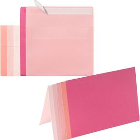 Wishop 50 Pack Pink 4x6 المظلات ذاتية اللصق مع بطاقات أضعاف 5 ألوان لدعوات الزفاف وبطاقات المعايدة (Pink 5 Colors ، 4x6)
