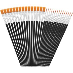 Giantree 30 pcs فرش الطلاء الصغيرة بالجملة ، شعر نايلون ، نصيحة مسطحة ، فرش الطلاء البلاستيكية للبالغين والأطفال مناسبة لطلاء زيت من السيراميك المائي والفنون الفنية (أسود)