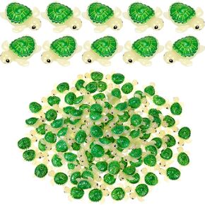 100 Pcs Mini Resin Ocean Animal Tiny Sea Animal Figurines Bulk Adorable Miniature Plastic Garden Accessories for Fish Tank Aquarium Ornaments Cake Decor Home Living Room (Turtle Style)