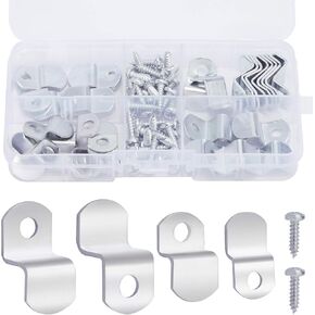 Offset Canvas Clips with Screws, Heavy Duty Picture Framing Mirror Clips 32 Pack ( 1/8 inch, 1/4 inch, 3/8 inch, 1/2 inch)