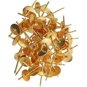50PCS Golden Plasterboard Nails 1.14inch Iron Nail Hooks Beveled Nail Version Hardware Hanging Buttons for Plasterboard Picture Frames Canvas Mirror Hanging Decorations Factory Walls