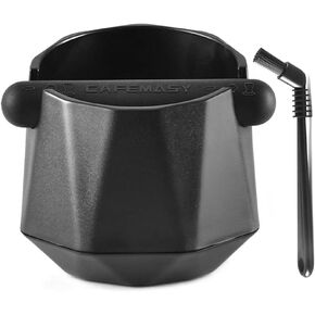 Coffee Knock Box Espresso Grounds - CAFEMASY Home Use Epsresso Accessories Unique Design Diamond Shape Mini Knock Box with Espresso Cleaning Brush