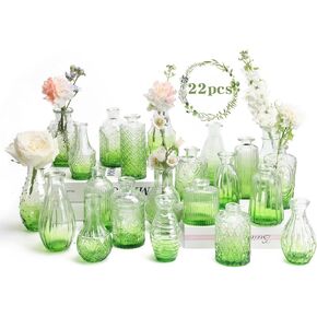 22 Pack Bud Vase in Bulk - BEAHOT Clear Flower Vases for Wedding Decorations, Glass Vase for Centerpiece Table Decorations, Small Boho Vase for Home Decor, Wedding Decor, Centerpieces, Party, Office