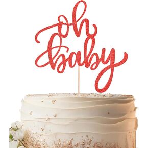 OH Baby Cake Topper - بريق أزرق فاتح ، أولاد أو فتيات ، وإمدادات تزيين كعكة استحمام الطفل ، وأغطية أعلى للاستحمام ، والكشف عن الجنس ، مثالية لأعياد الميلاد