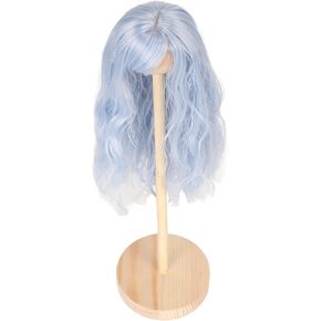 تيسستنج دمية شعر مستعار ، قمر أبيض 1/6 BJD DOLL الباروكات مصطنعة عالية درجة الحرارة حرير الشعر طويلة مجعد الدمية لمدة 1/6 15.5‑17 سم دمية رأس (بدون حامل)