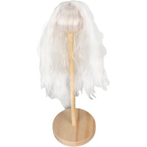 تيسستنج دمية شعر مستعار ، قمر أبيض 1/6 BJD DOLL الباروكات مصطنعة عالية درجة الحرارة حرير الشعر طويلة مجعد الدمية لمدة 1/6 15.5‑17 سم دمية رأس (بدون حامل) in Kuwait