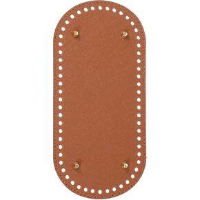 PATIKIL PU Leather Bag Bottom Shaper 9.8x4.7 Inch, Oval Knitting Crochet Bags Bottom Pad Base with Holes & Nails for DIY Handbag Shoulder Bags Purse Making Supplies, Brown