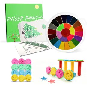 25 Color Finger Painting Kit with Ink Pads for Rubber Stamps, Washable Ink Pads for Stamping Card Making, Stamp Pads for DIY Scrapbooking Crafts and Finger Coloring Book