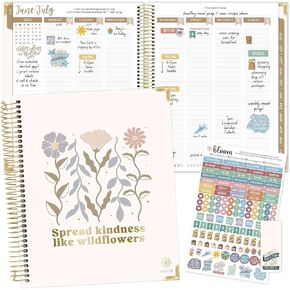 bloom daily planners 2025-2026 Hardcover Academic Year Goal & Vision Planner (July 2025 - July 2026) - Monthly & Weekly Calendar Agenda Organizer - 7.5" x 9" - Eucalyptus, White