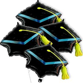 Katchon ، Big Graduation Cap بالون - 22 بوصة ، حزمة من 4 | البالونات التخرج ، قبعة غراد لزينة التخرج من 2025 | البالونات غراد احباط ، ديكورات التخرج 2025
