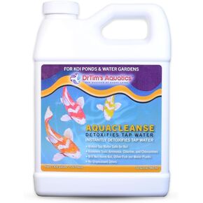 Drtim's Aquatics Aquacleanse لـ Koi Ponds والحدائق المائية - Tap Detoxifier: Dechhlorinator & Ammonia Remover Asced Cycled Fish New 480gal - 32oz