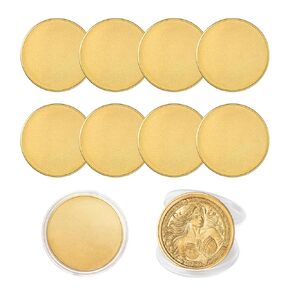 10pcs 2.2mm Challenge Challenge Brass Coins - 40 مم نحف النحاس الفراغات ذات الحواف الخيطية ومربع حماية الأكريليك للحرف اليدوية والمجموعات التذكارية