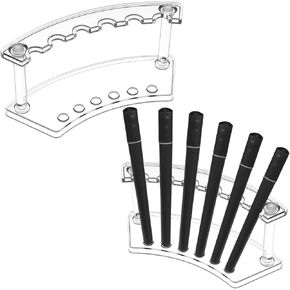 2 PCS PEN DISPLAY STAND ، 6 فحف أكريليك القلم حامل القلم القلم الفرشاة رف منظم رف عرض أقلام واضحة للمكتب المدرسي العروض الحرفية
