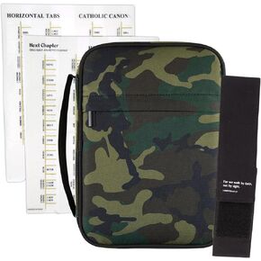 مجموعة Camo Bible Case ، حزام الإشارة المرجعية وعلامات التبويب الفصل المشمولة ، الهدايا التعبدية للرجال ، 6.5 × 9.5 بوصة