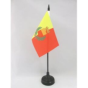City of Naples Coat of Arms Table Flag 4 '× 6' ' - Napoli Desk Flag 15 × 10 سم - عصا بلاستيكية سود