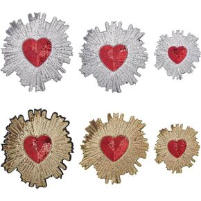 INFUNLY 6pcs Heart Sequin Patches Iron on Heart Flower Embroidery Patches Sew on Heart Patch Custom Patches Heart Applique Patches for DIY Jeans Jacket Women's Clothing Bag Arts Craft