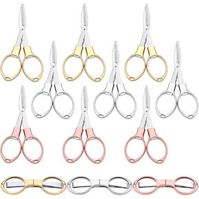 TATUO 12 PCS مقصات قابلة للطي مقص سلامة قابلة للطي محمولة مُقص ​​سفر محمول صغير القطع خياطة القطع الفولاذ المقاوم للصدأ القاطع الحادة جيب قابلة للسحب لممرضات المدارس المنزلية في المكاتب المنزلية