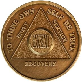 31 Year AA Medallion Traditional Bronze Raised Center Sobriety Chip
