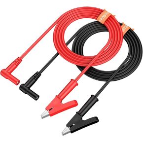 Proster 4mm Banana Plug to Crocodile Alligator Clip Pure Copper, Rated 15A 1000V, Flexible Electrical Test Cable 1m with Protective Jack Copper Clamps for Multimeter Electrical Testing