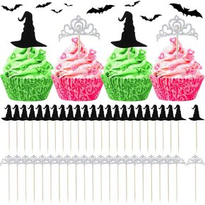 Chunful 48 PCS Witch Hat Cupcake Topcake Crown Cupcake Topcake Food Food Witch Hat Cake Cake Decoration
