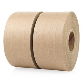 Reinforced Water Activated Kraft Gum Tape,Brown Paper Tape 2 Inch x 164Ft,Heavy Duty Security Packing Tape,Craft Paper Tape for Shipping,Moving & Sealing,Reinforce Kraft Tape 2 Pack