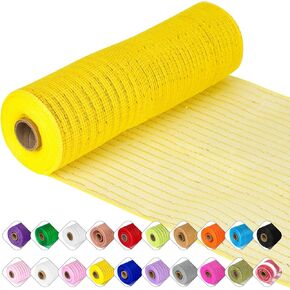 Deco Mesh Ribbon - 10 بوصات × 30 قدمًا كل شريط شبكة رقائق معدنية لفة لعيد الميلاد ، وإكليل عيد الفصح في عيد الحب وتزيين المنزل (أحمر)