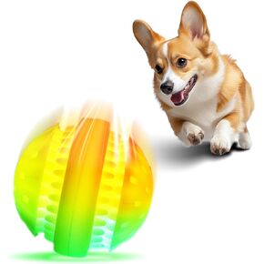Touch-Activated Light Up Dog Ball, [2025 New] Interactive Dog Toys for Play, Puppy Teething Toys with Bite Marks, Durable Fetch Ball Toy for Small/Medium/Large Dogs, USB Rechargeable