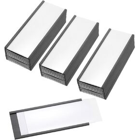 Patikil Magnetic Label حامل 4 "× 1.6" مع إدراج الورق ، و 50 PCS C قناة CHANNEL FILE FILE CABINET SBALS SCHELL SIGNS لعلامات أرفف أرفف أرفف أرفف بيضاء