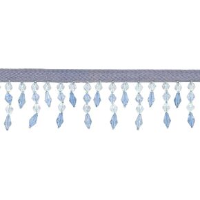 1 3/4" Handcrafted Diamond Beaded Fringe Trim (B40692-AC) / Arctic Blue Multicolor #M44008 (Light Blue, Light Blue) / 3 Yards (2.5m/19 ft)