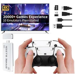 Vergissm Wireless Retro Game Console ، عصا الألعاب الرجعية ، ألعاب كلاسيكية مدمجة 20000 ، وحدة تحكم للألعاب الرجعية مع بطاقة TF 64 جيجابايت ، 4K ، HDMI ، وحدة التحكم في اللعبة مع وحدات تحكم لاسلكية 2.4G مزدوجة