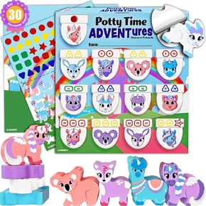 LIL ADVENTS Potty Time Adventures Potty Training Advent Game | As Seen On Shark Tank | Wood Block Toys, Reward Chart, Activity Board & Stickers for Toilet Training | Unicorn Friends