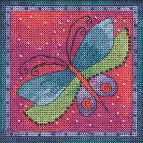 Dragonfly Fuchsia Beded Cross Cross Kit Mill Hill 2019 Laurel Burch Flying Colors Collection LB141913