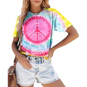 Peace Sign Love T-Shirt for Women Flower Graphic Shirt Hippie Short Sleeve 60s 70s Shirt Inspirational Tee Tops in Kuwait