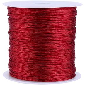 سلك نايلون 0.8 ملم ، 100 متر × 0.8 مم نايلون الصيني سلك رطات Macrame Shamballa (Burgundy)