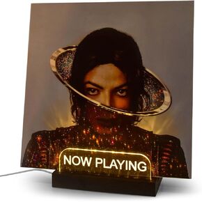 Now Playing Vinyl Record Stand, Light up LED Display, Wooden Acrylic Holder, Storage Collection (Black)