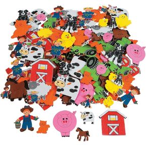 Foam Farm Shapes with Adhesives, Bulk Set of 500 - DIY Crafts for Kids