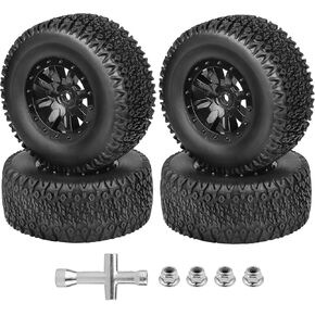 مسبقًا 12 مم HEX RC RIM والإطارات المحددة لـ 1/10 RC SHORT TRACK TRAXXAS SLASH 2WD 4x4 HPI Tamiya SCT Redcat Blackout SC ، 4pcs (النمط ب)