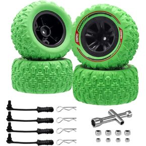 GOUPRC 12mm Hex RC Wheel Tyres مع دبابيس غطاء محرك أقنعة القفل كليف كليب ، 3.26 * 1.67 بوصة 4pcs إطارات التضاريس الطين مخلب الملاذ من 1/14 1/16