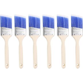 HARFINGTON 6pcs Paint Brushes 2.5" Angle Paint and Chip Brushes with Wooden Handle for DIY Paint Flat Art Furniture Fences Deck Wall Trim, Blue