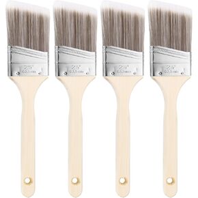 Harfington 4pcs فرش الطلاء 2.5 بوصة من الزاوية وفرش الرقائق مع مقبض خشبي للطلاء DIY أسوار أثاث فني مسطح