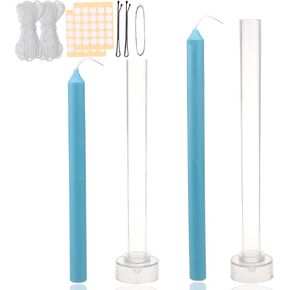 Milivixay 2pcs قوالب شمعة تفتق - قوالب شموع عمود - مثالية لصنع شموع الطوارئ ، شموع رنين ، شموع الطاولة - تنسجم مع 60 قدمًا ، و 50 ملصقًا ، وسلك 1pc ومقاطع فتيل 2pc.
