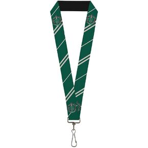 Buckle Down Lanyard-1.0"-Slytherin Crest/stripe5 Green/Gray