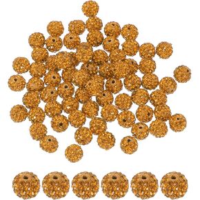 Patikil 50 PCS حبات الراين من أجل صنع المجوهرات ، حبات كرة ديسكو مستديرة 10 ملم تتألق حبات الطين الكريستال مع ثقب لقرعة سوار DIY ، الخوخ الخفيف